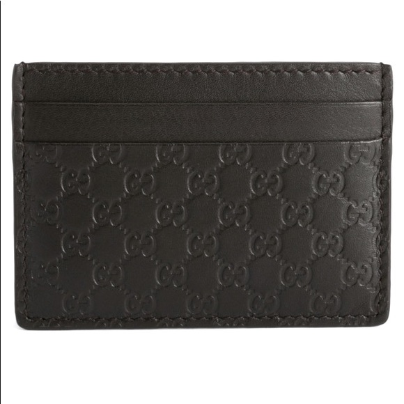 Gucci Other - Gucci Black MicroGuccissima card holder leather with black leather trim